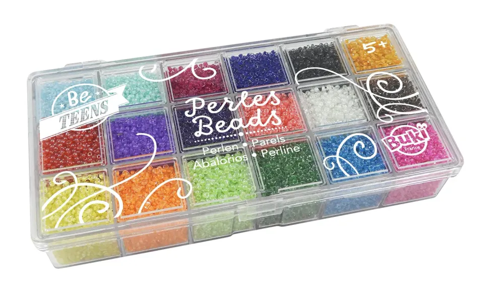 Buki France PE012 Perlenbox transparent 18 Farben 20 g