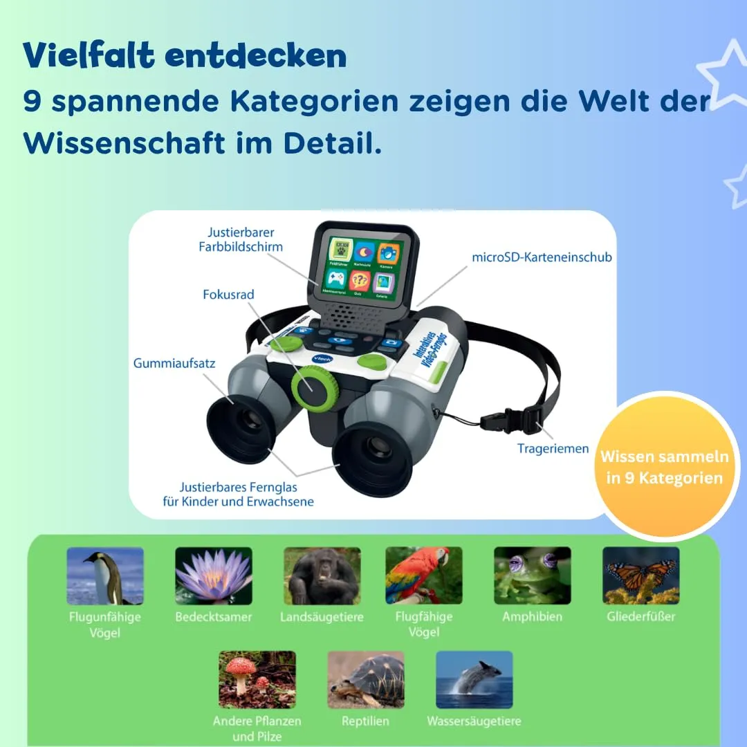 VTech Interaktives Video-Fernglas Kamera 10x Zoom mit BBC Fakten