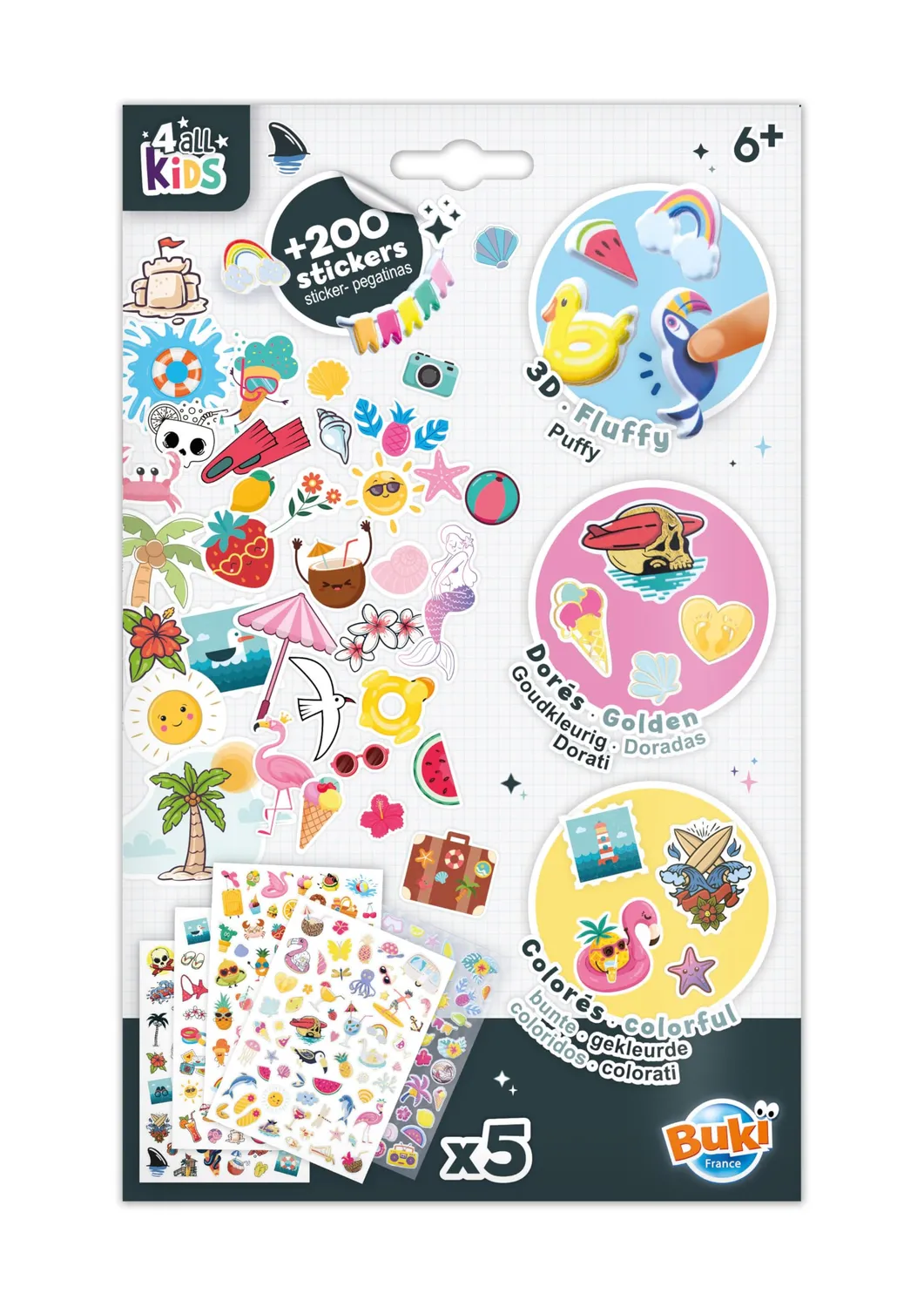 Buki France FK018 Stickertasche Summer Sticker 200 Sommer Gold