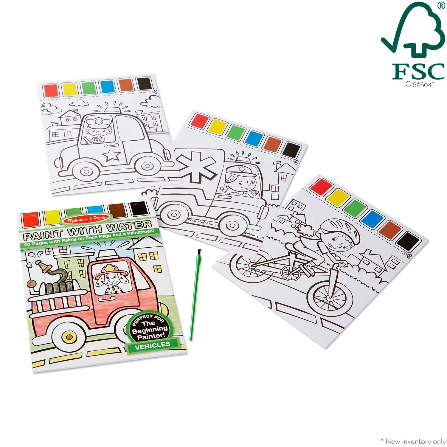 Melissa & Doug Paint with Water Vehicles Malbuch Wasser 20 Szenen