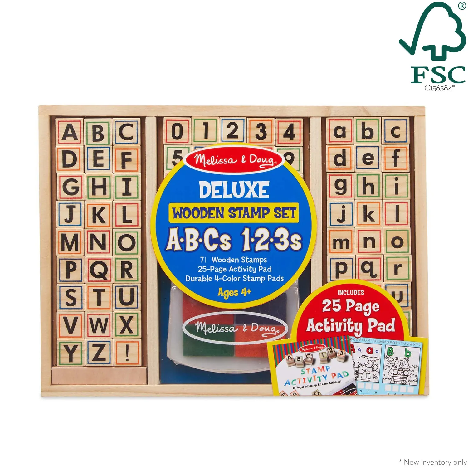 Melissa & Doug Deluxe Stempelset ABC 123 Holz 71-teilig