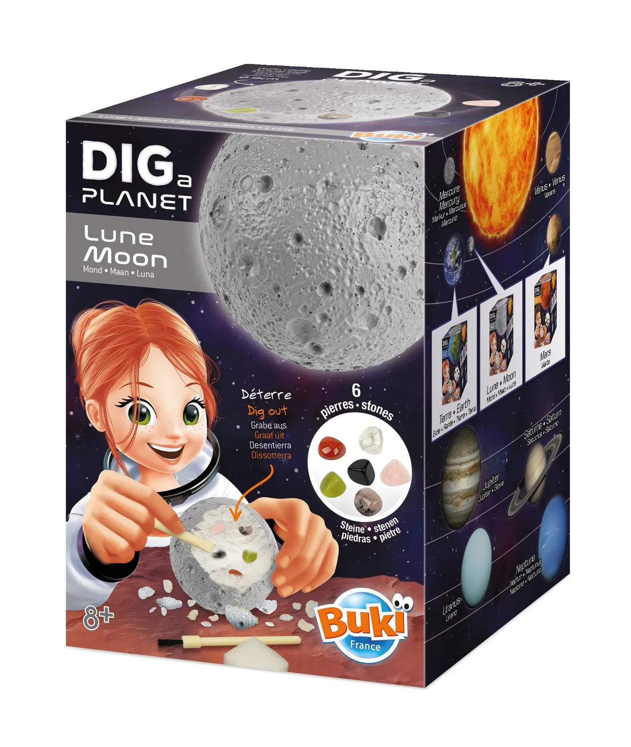 Buki France Dig a Planet Mond Ausgrabungsset 6 Steine ab 8 J.