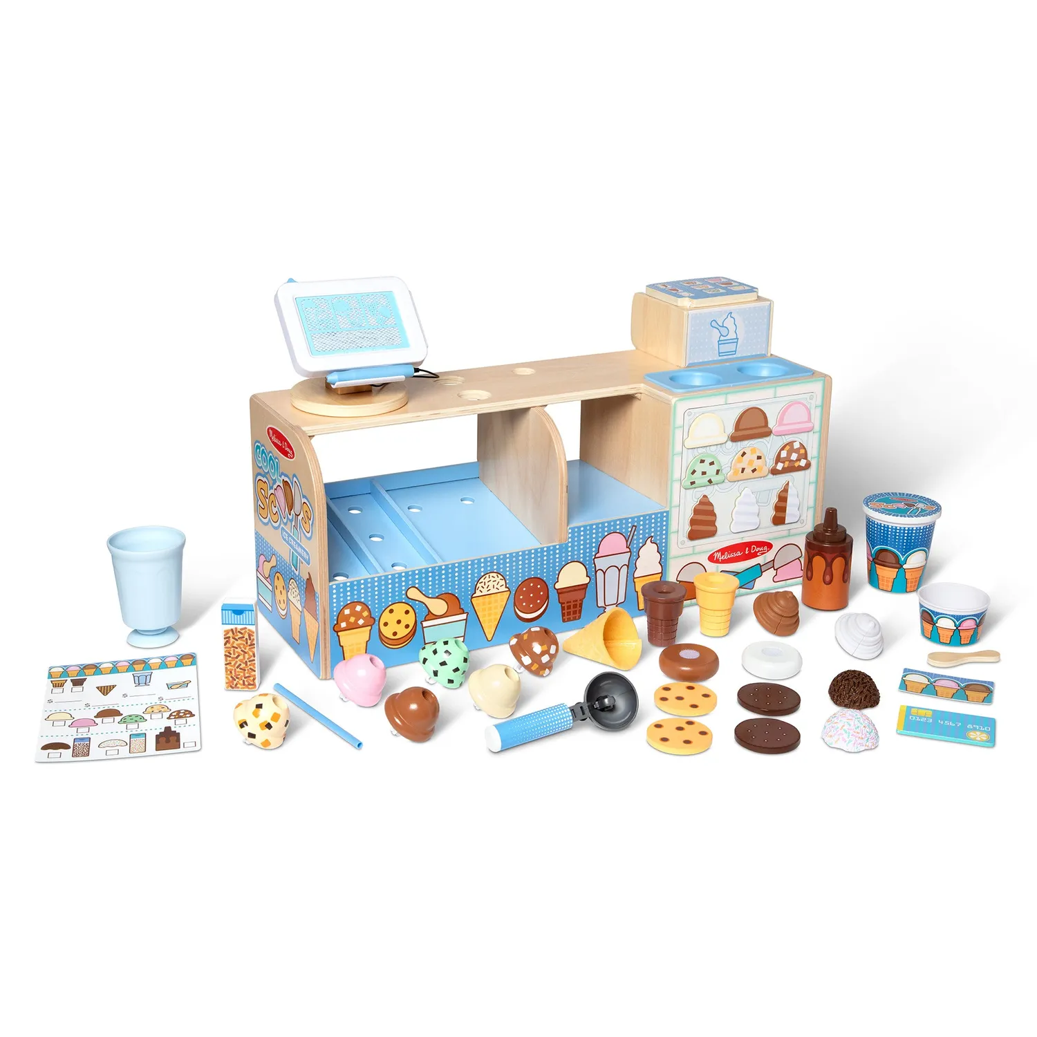 Melissa & Doug Cool Scoops Eisdiele Holz 42 Teile Eisladen