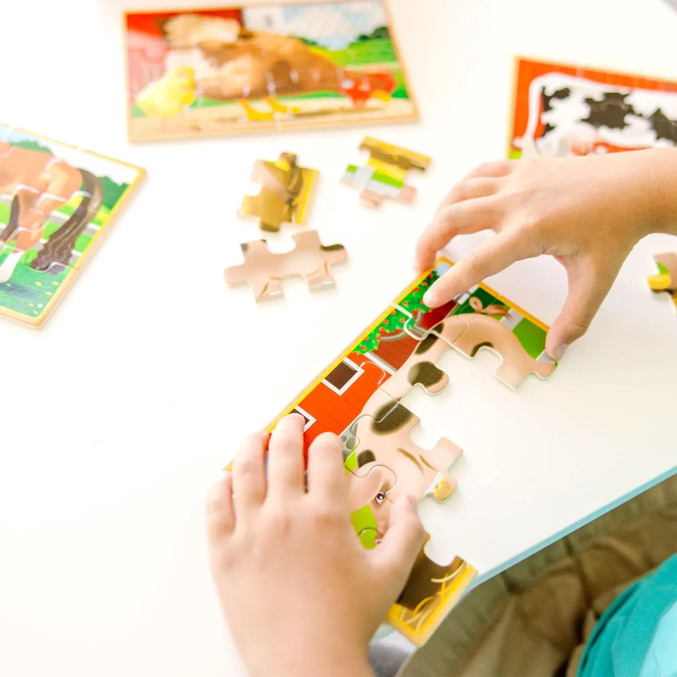 Melissa & Doug Farm Holzpuzzle Box 4x12 Teile Tiere