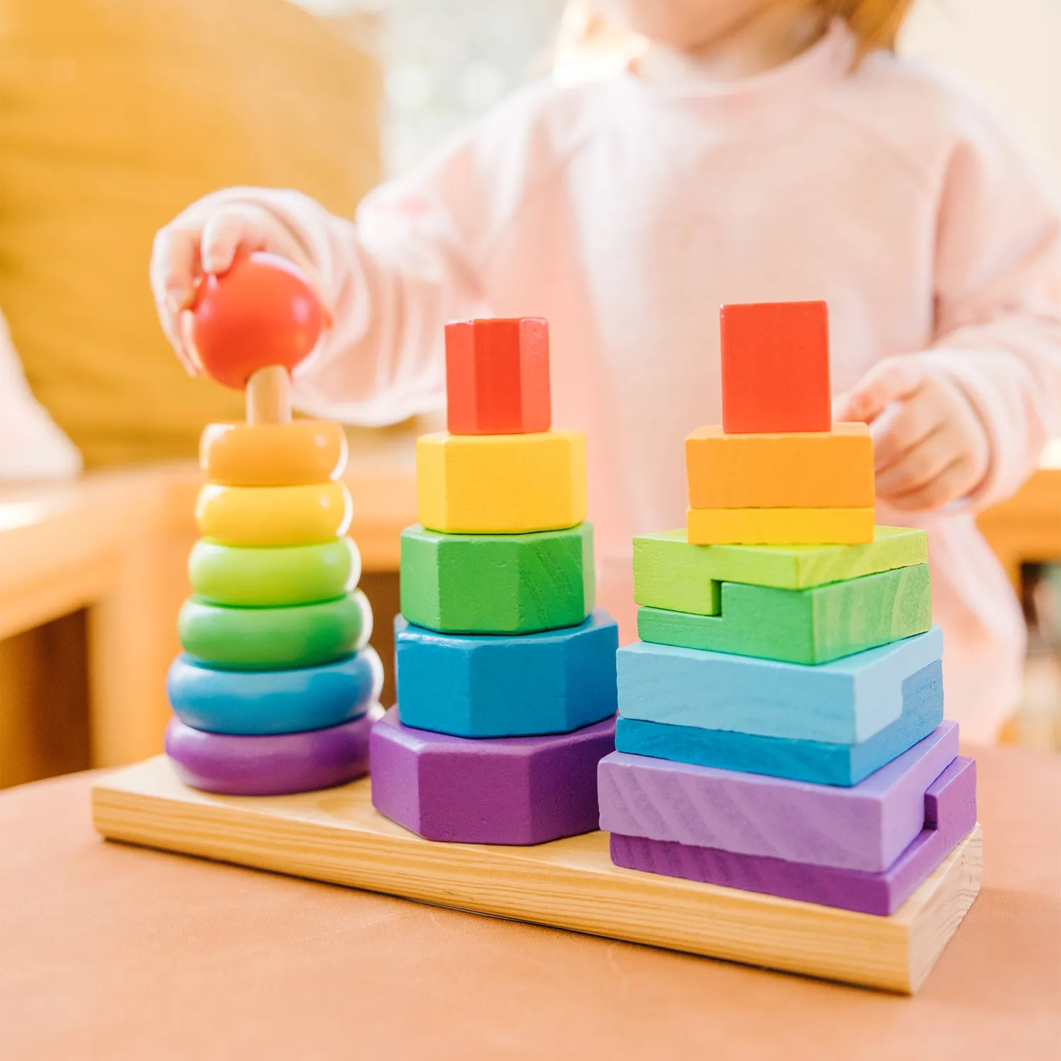 Melissa & Doug Geometric Stacker Steckspiel Holz Formen