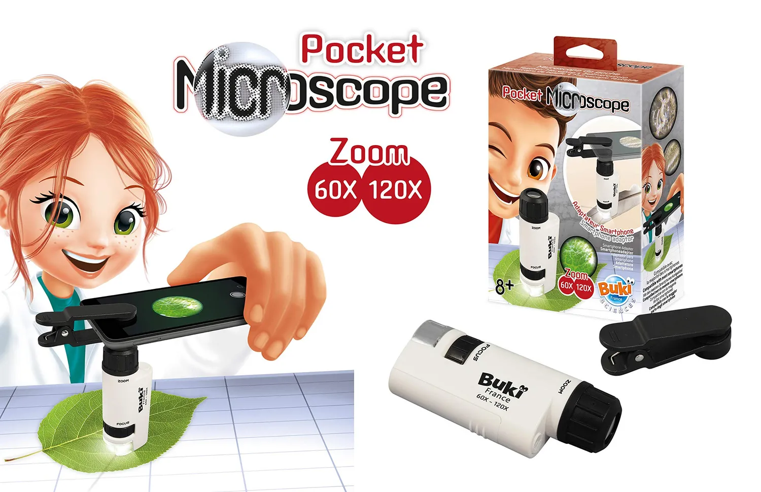 Buki MR200 Taschenmikroskop Kinder 120-fach Smartphone 150g