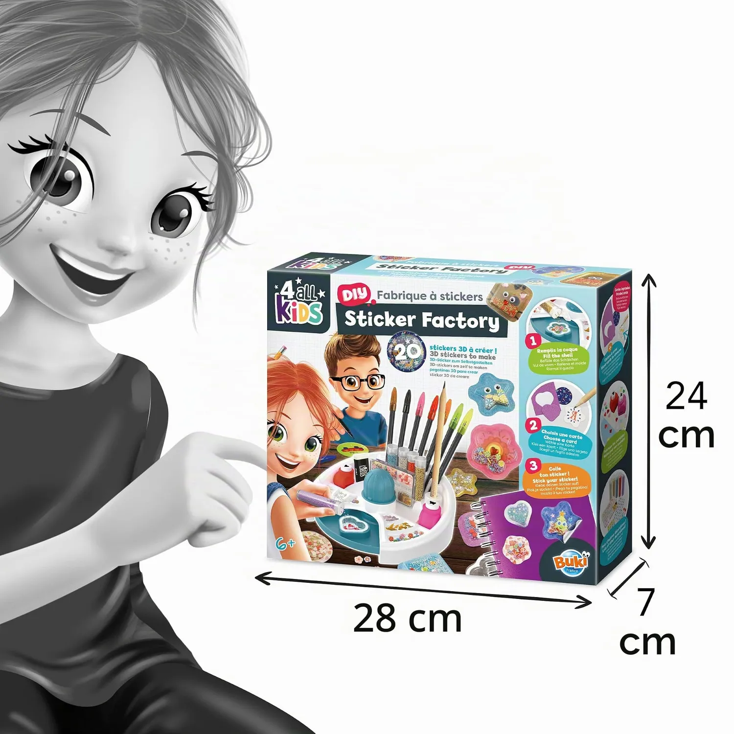 Buki FK011 3D Sticker Bastelset 20 Sticker ab 6 Jahren