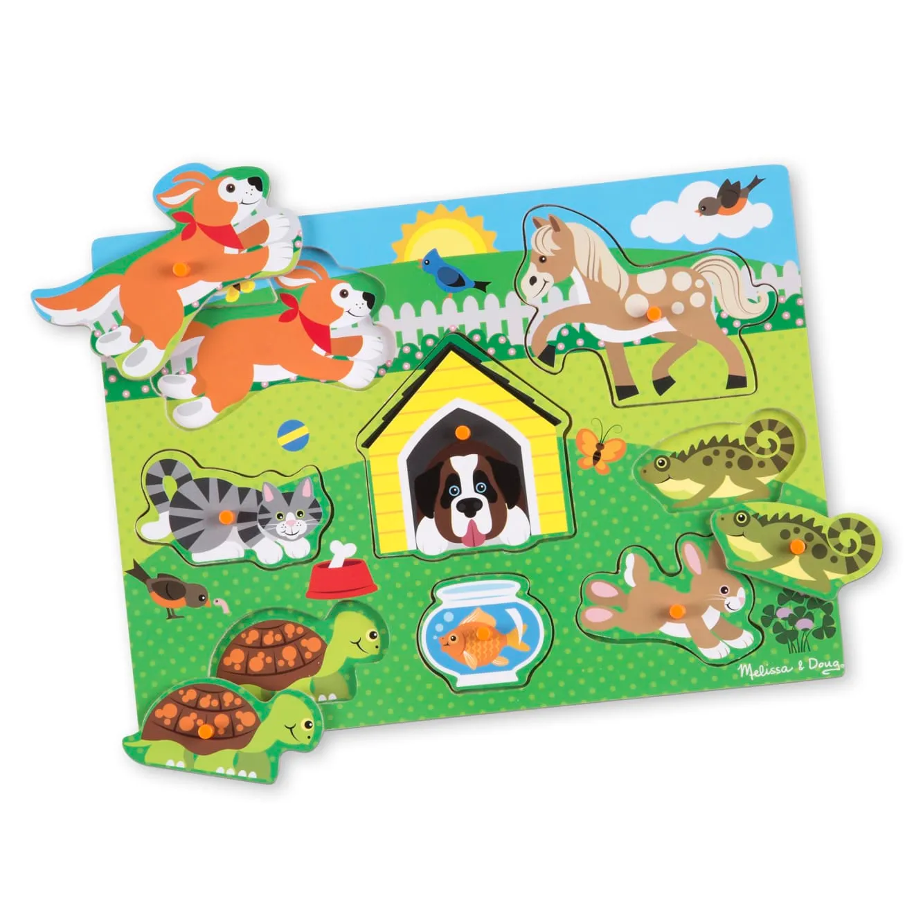 Melissa & Doug Pets Steckpuzzle Holz 8 Teile Haustiere
