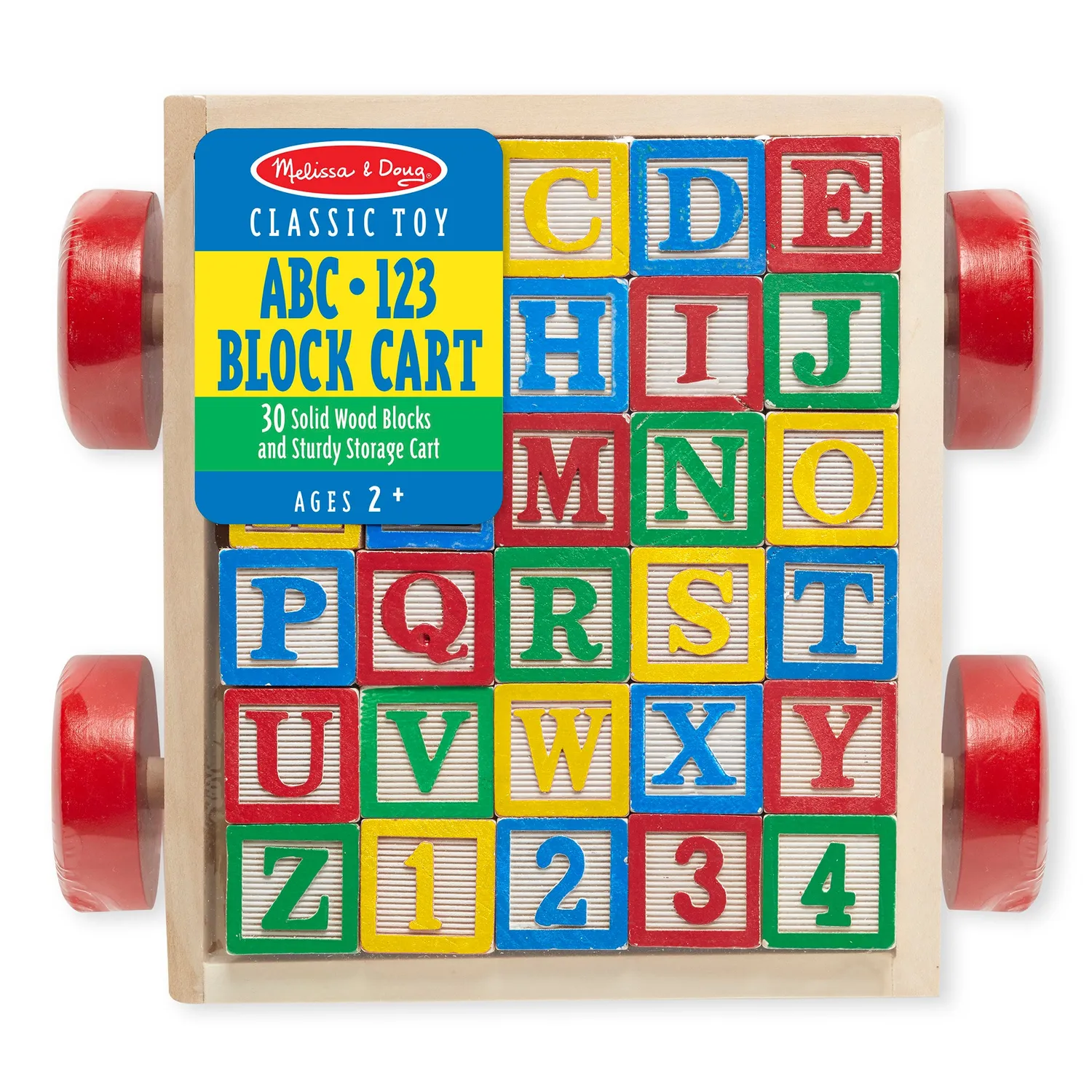 Melissa & Doug Classic ABC Block Cart Bauklötze Holz 30-tlg
