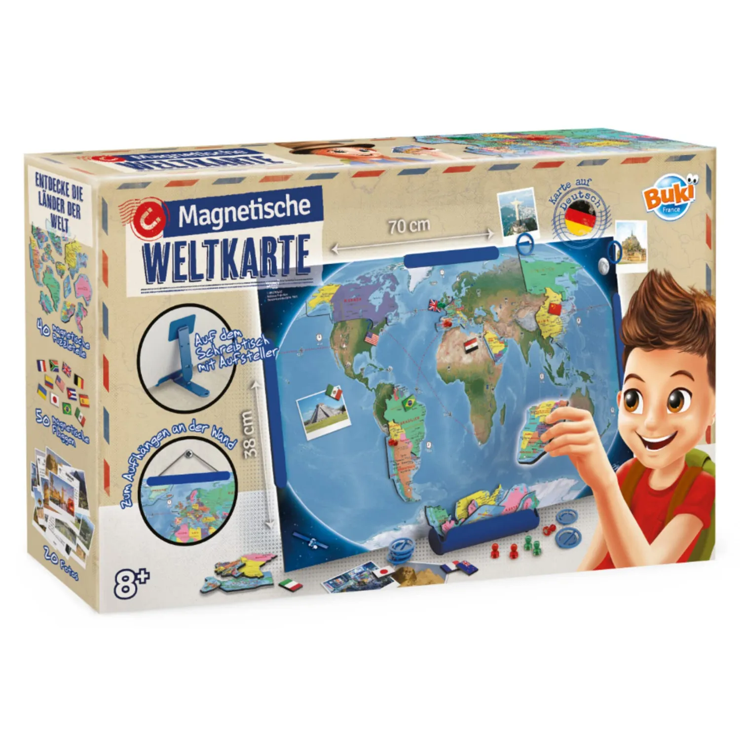 Buki 7346DE Magnetische Weltkarte Deutsche Version 70 cm