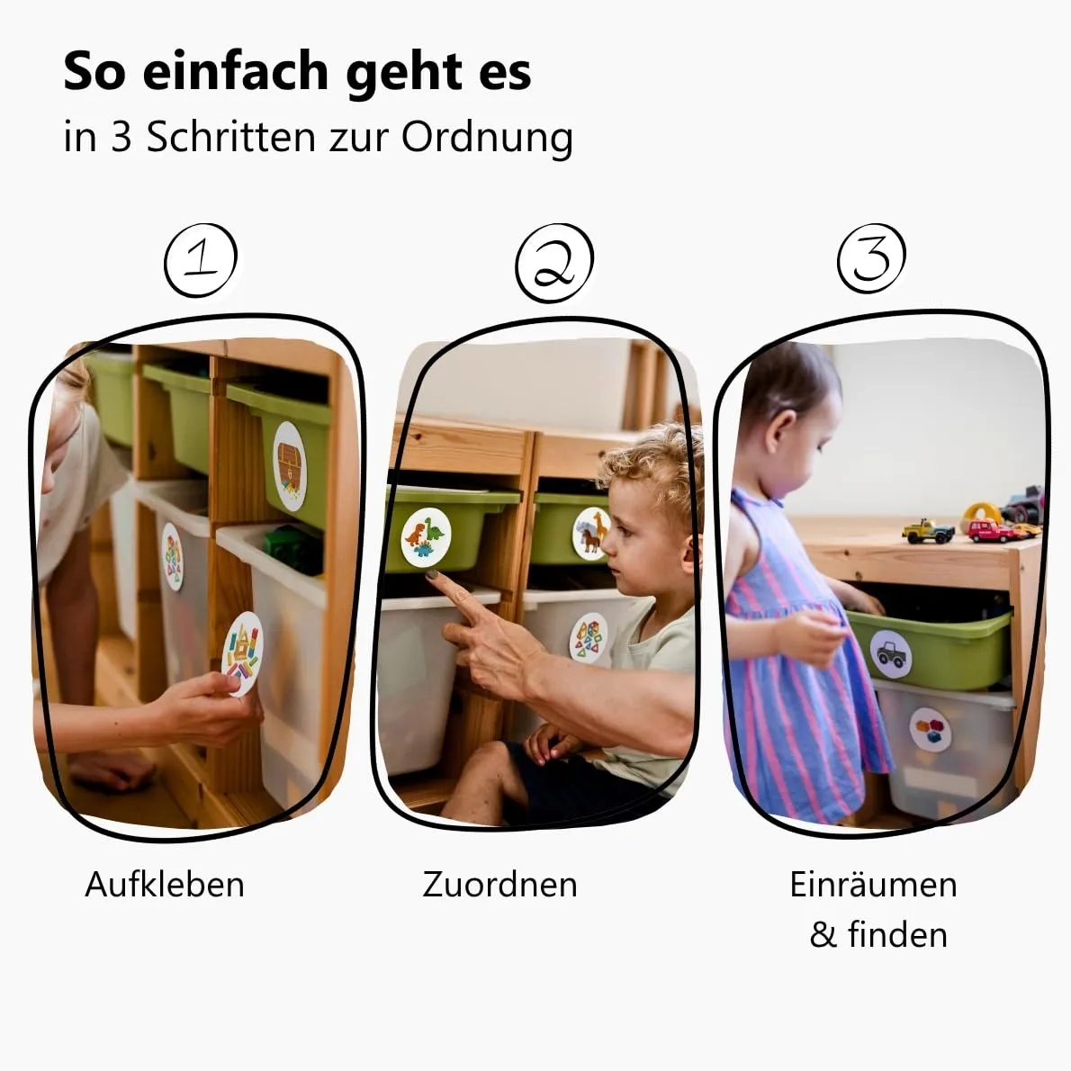 HANNIline Ordnungssticker Kinder 54 Sticker 6,5 cm Papier