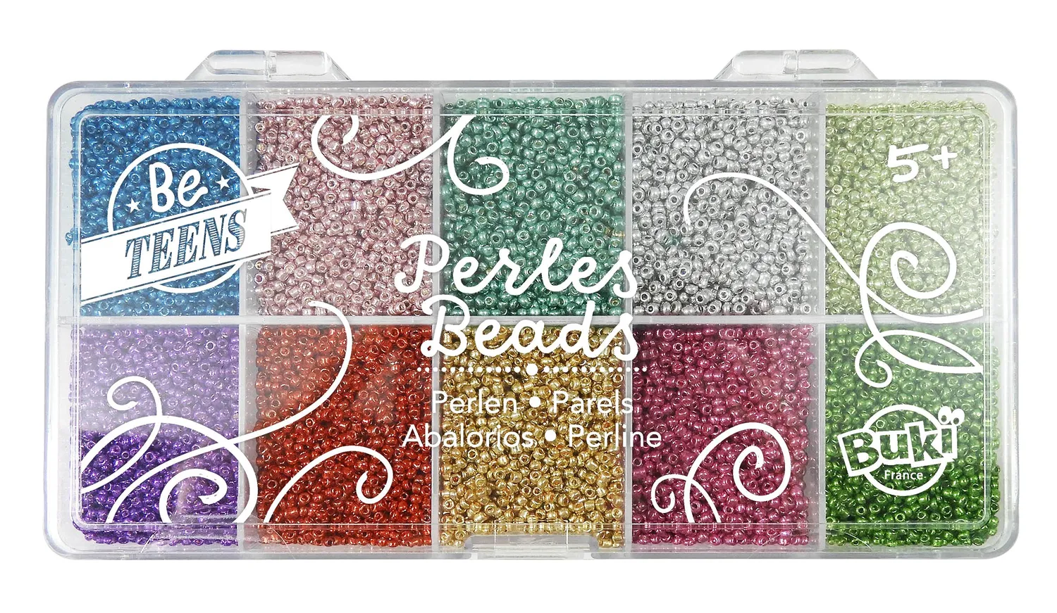 Buki Metallperlen PE013 Perlenbox 18 Farben 20g