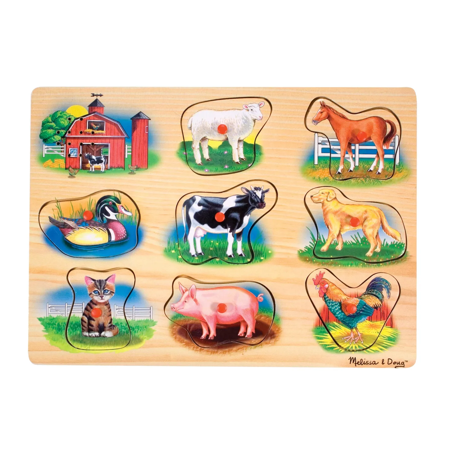 Melissa & Doug Farm Sound Puzzle Holz 8 Teile Tiere