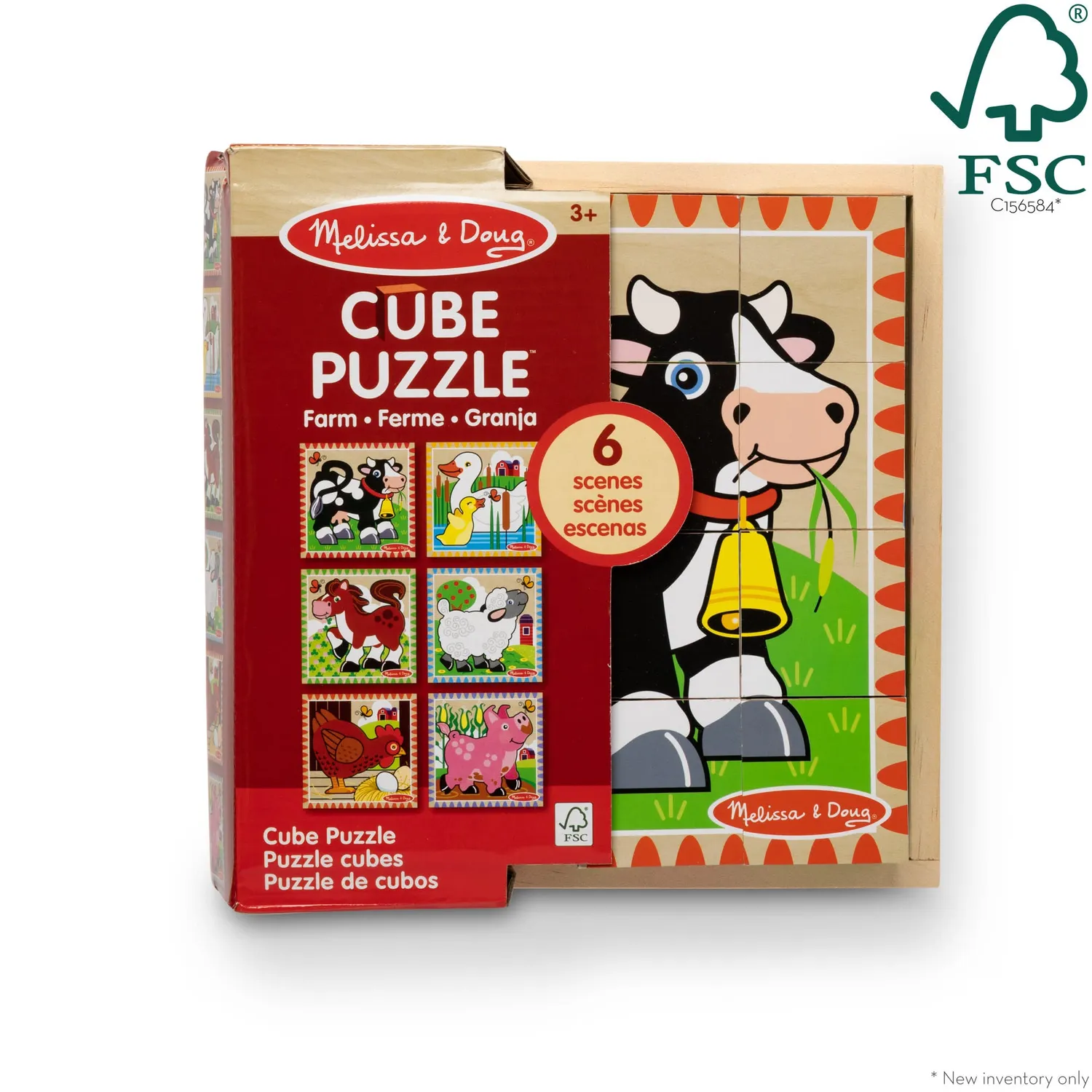 Melissa & Doug Farm Würfelpuzzle 16 Teile Holz