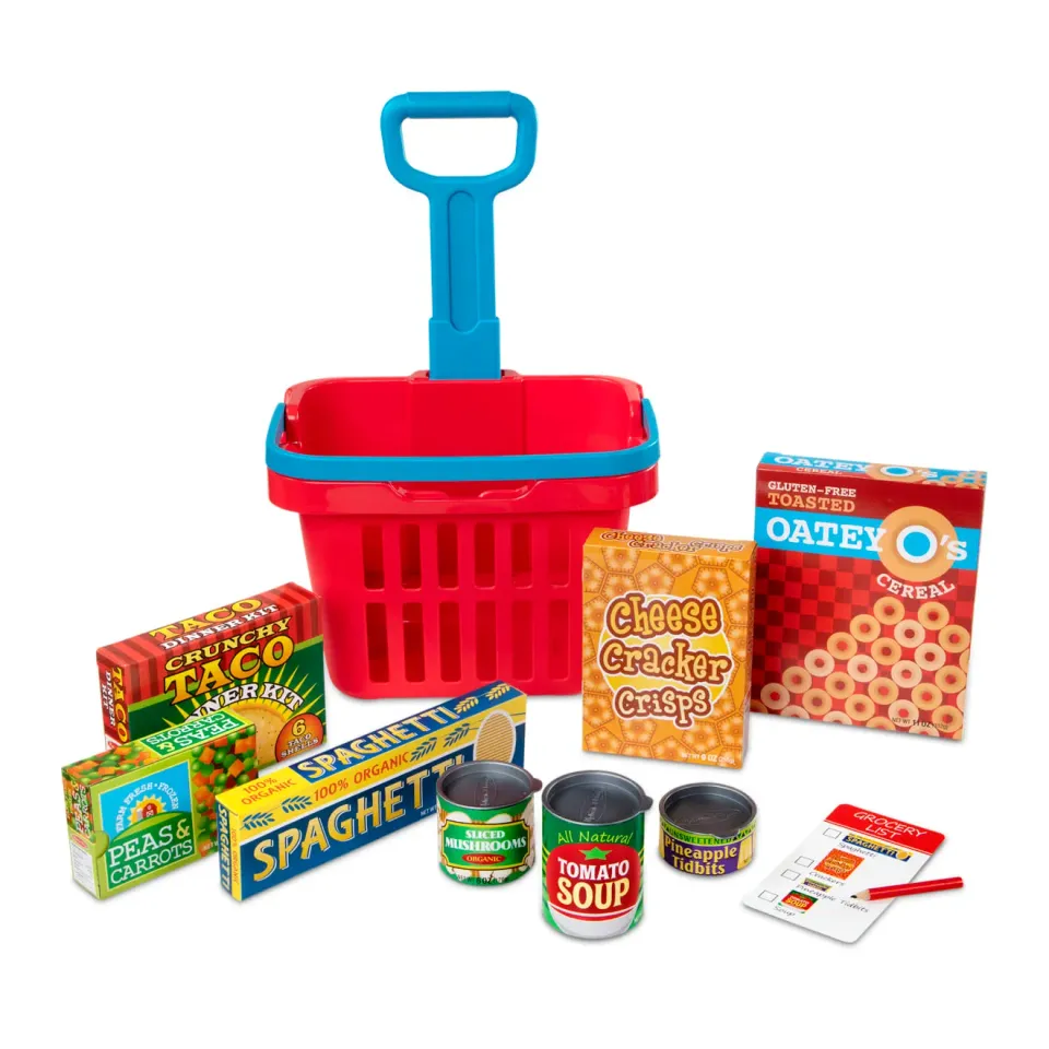 Melissa & Doug Fill & Roll Einkaufskorb Kaufladen-Set 9-tlg