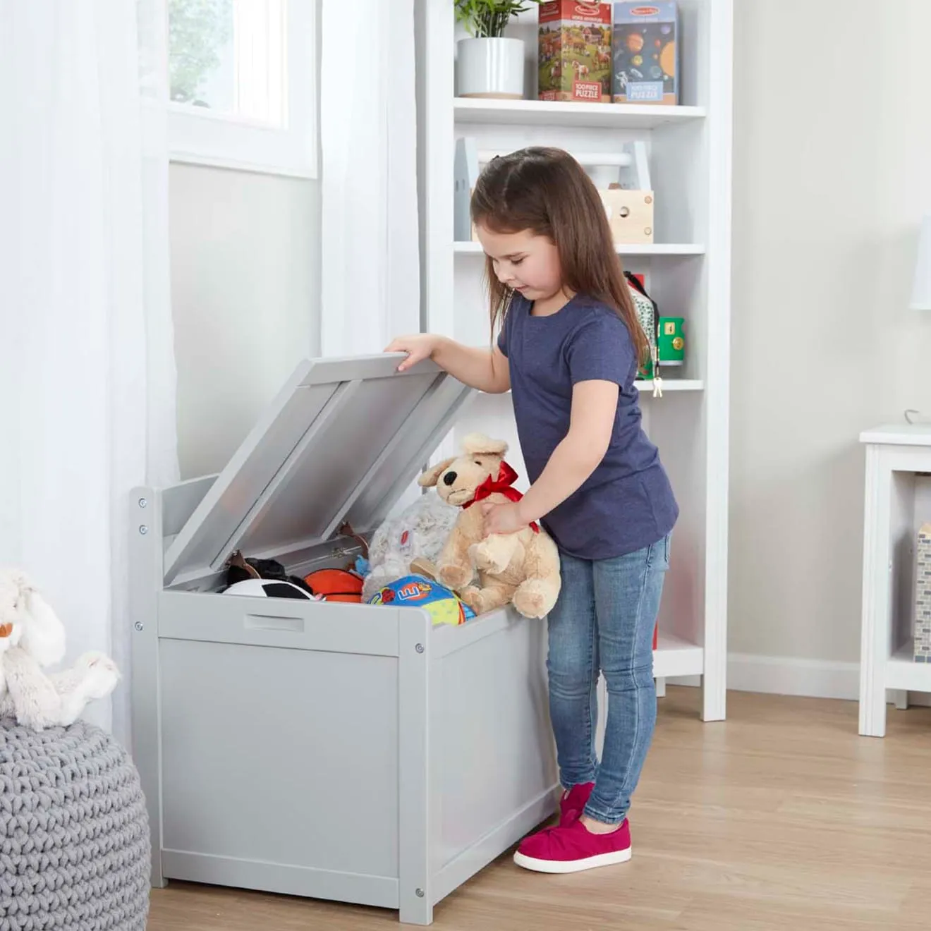 Melissa & Doug Spielzeugtruhe Holz Grau 233 Liter XXL