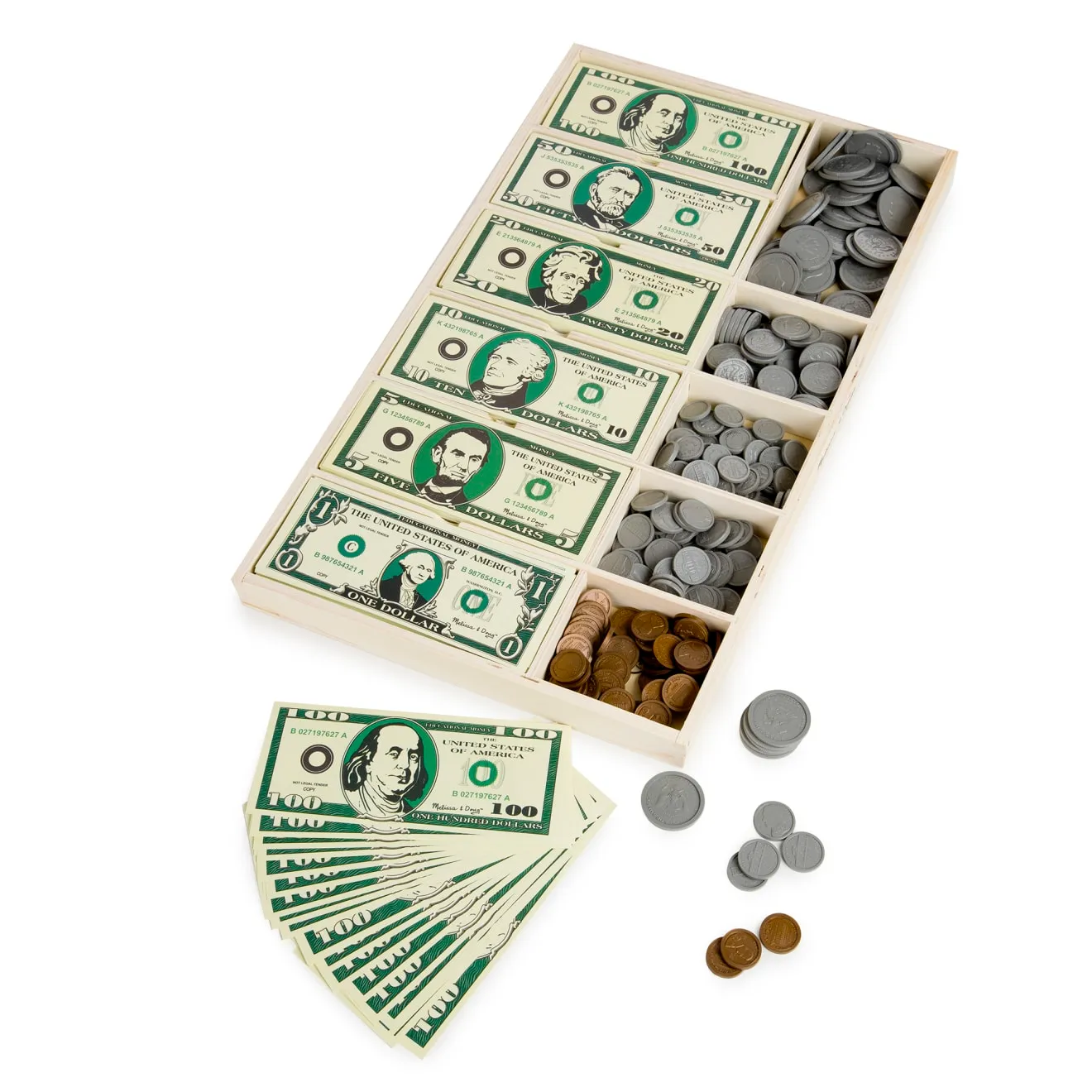 Melissa & Doug Classic Spielgeld Set Holzkasse Rechnen