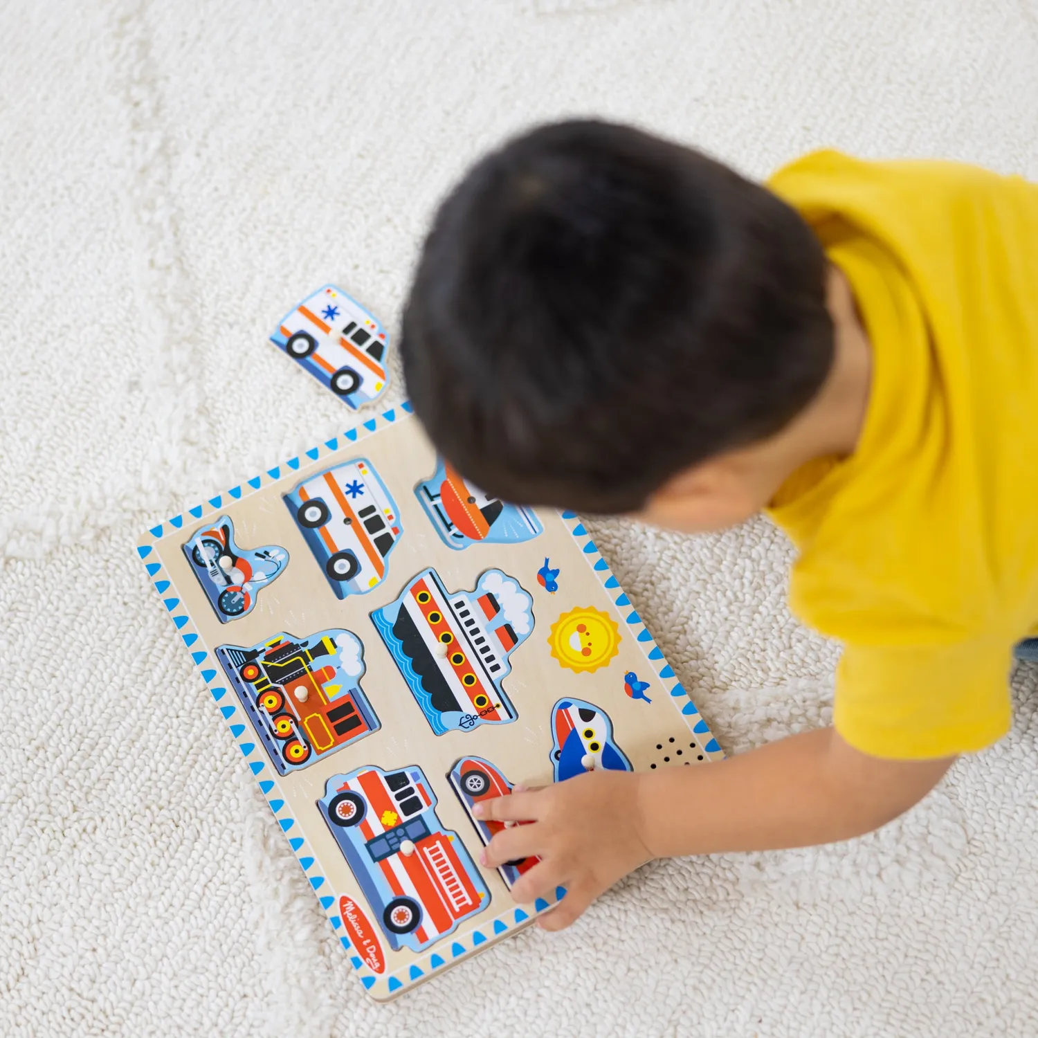 Melissa & Doug Fahrzeuge Soundpuzzle Holz 8 Teile mit Ton
