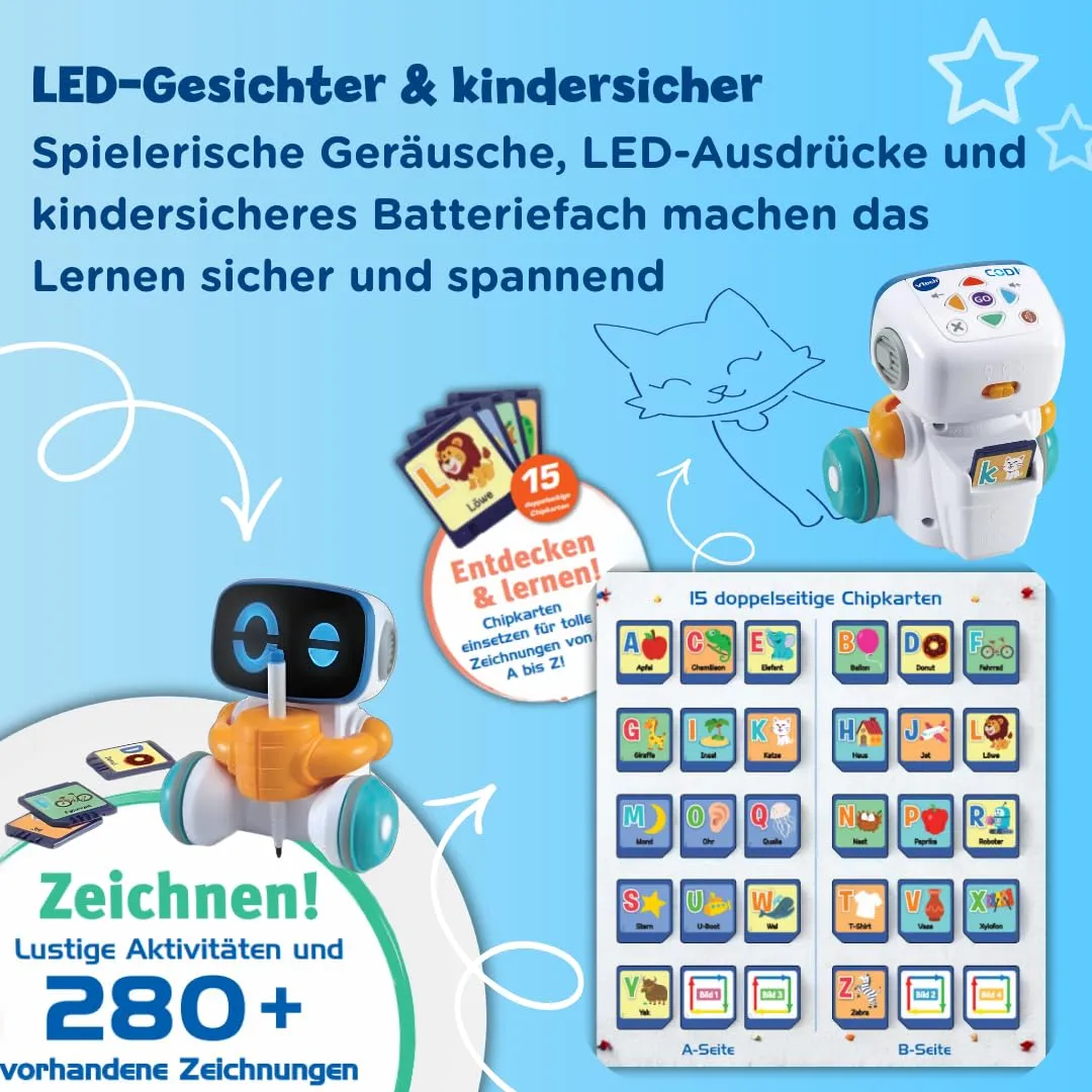 VTech Codi Mal-Roboter Lernroboter zum Zeichnen und Codieren
