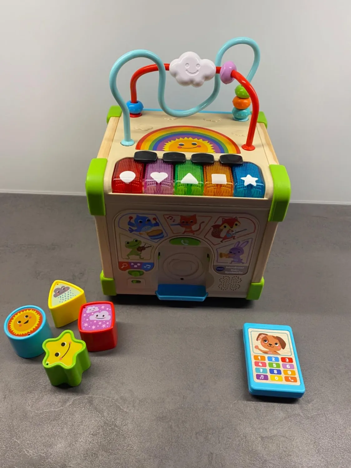 VTech Holz-Spielwürfel Interaktiv FSC Lernwürfel 12-36 Monate