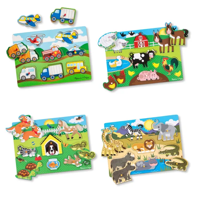 Melissa and Doug Peg Puzzle Holzpuzzle 4er Set ab 2 Jahre
