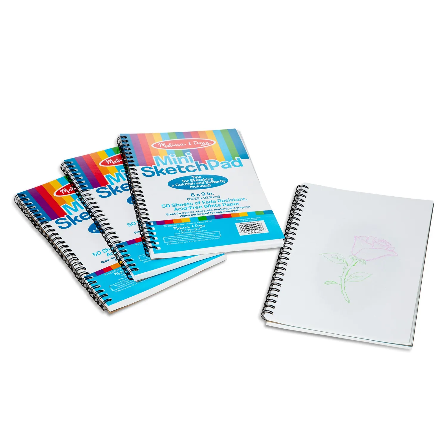Melissa & Doug Mini Sketch Pad Malblock 4er-Pack säurefrei