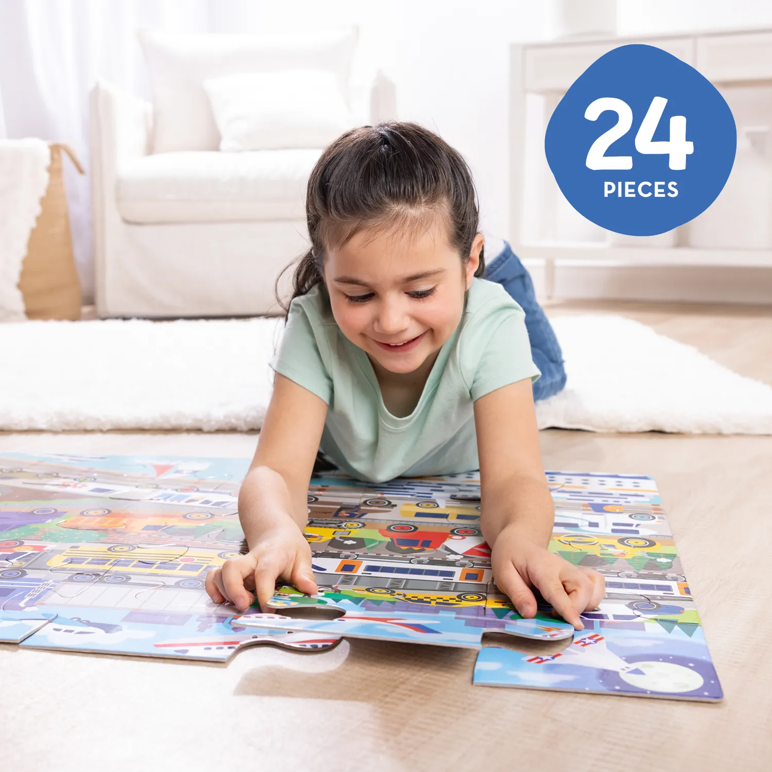 Melissa & Doug Traffic Jam Bodenpuzzle 24 Teile Fahrzeuge