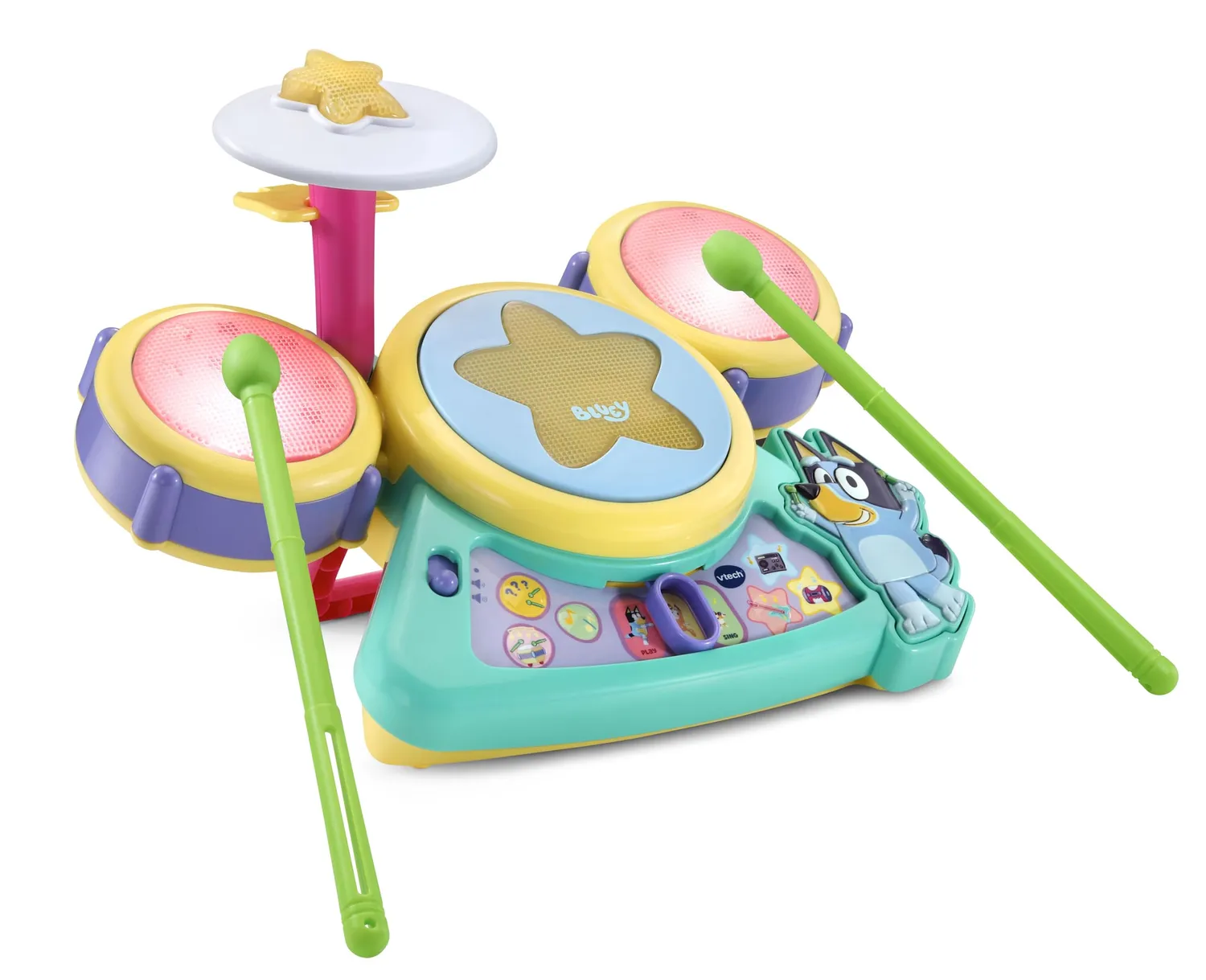 VTech Bluey Hurra Drum Set Schlagzeug mit Licht ab 3 Jahren