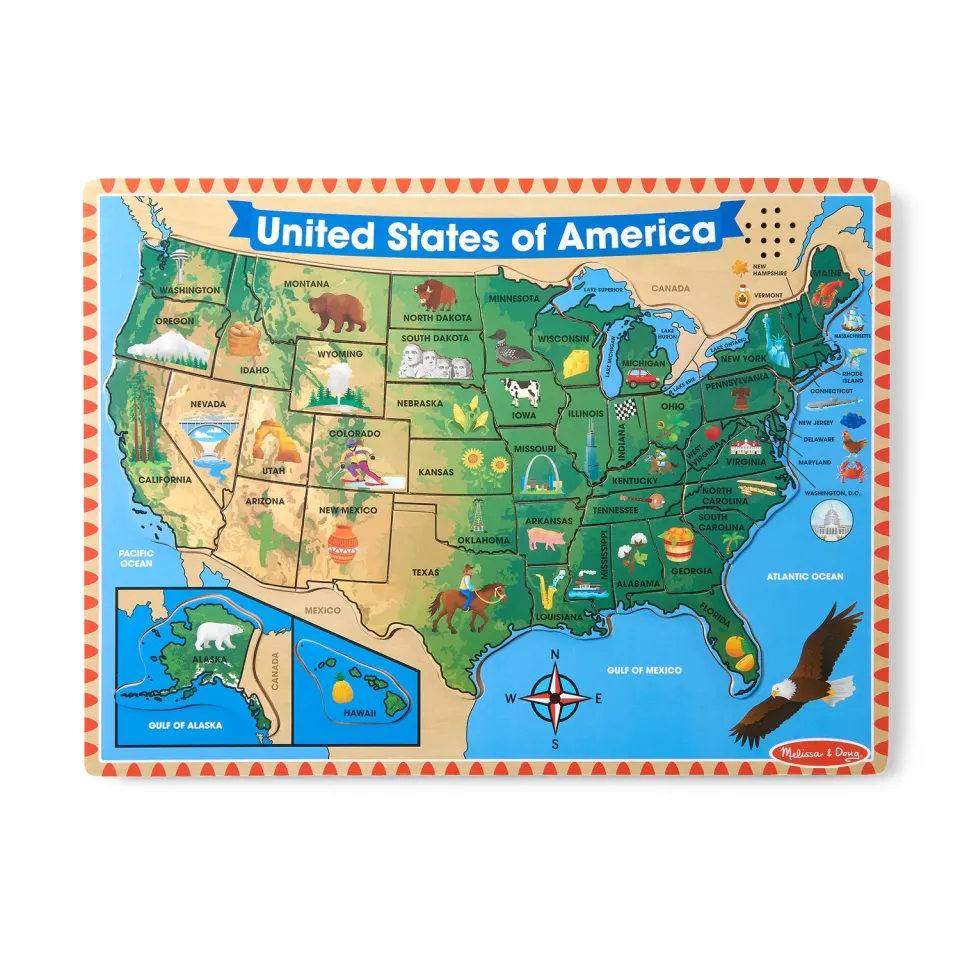 Melissa & Doug USA Soundpuzzle Holz 40-teilig USA-Karte