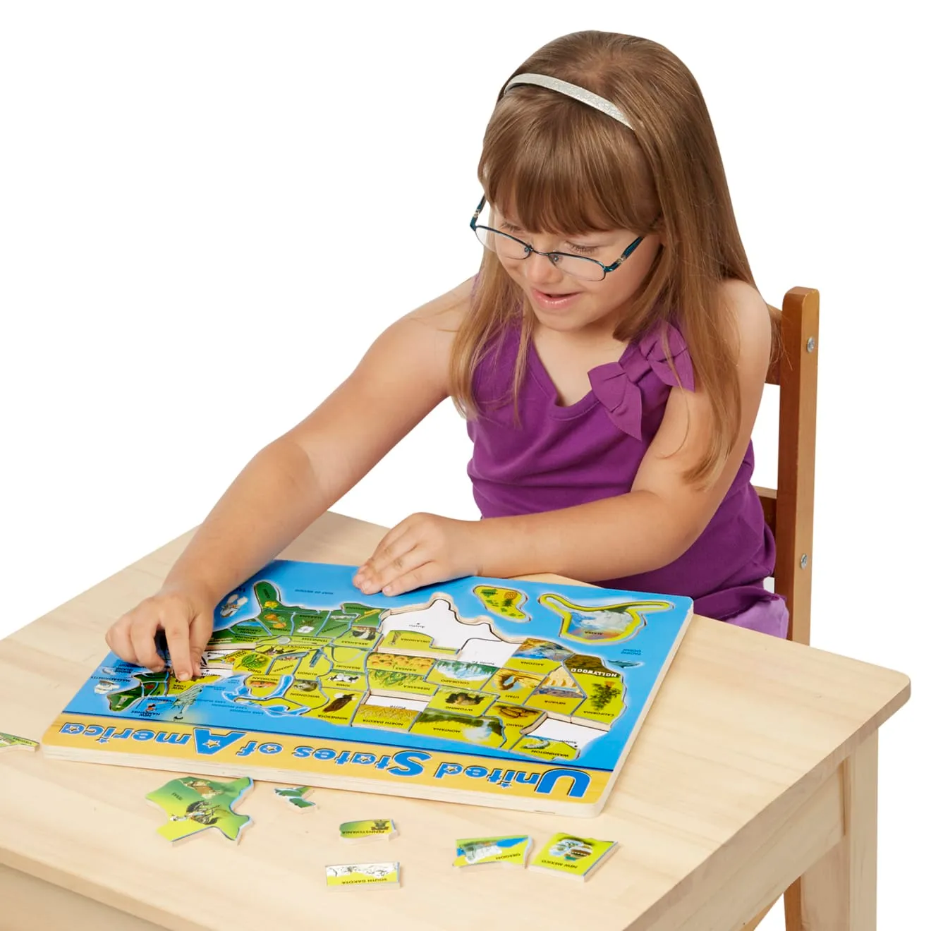 Melissa & Doug USA Karte Holzpuzzle 45-teilig Lernen