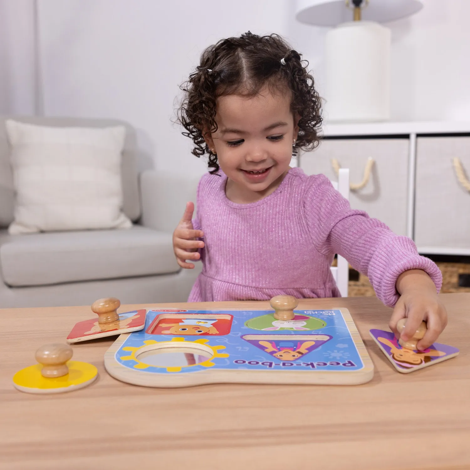 Melissa & Doug Ms. Rachel Peek-a-Boo Steckpuzzle Holz 4 Teile