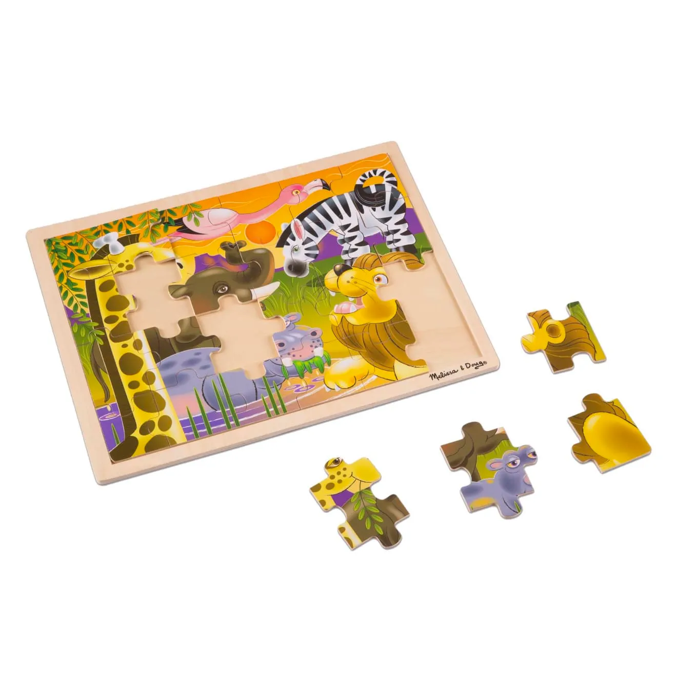 Melissa & Doug African Plains Holzpuzzle 24 Teile Savanne