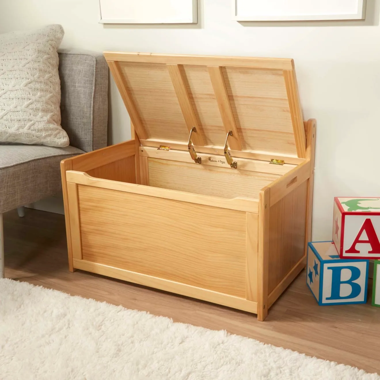 Melissa & Doug Wooden Toy Chest Spielzeugkiste Honig Holz