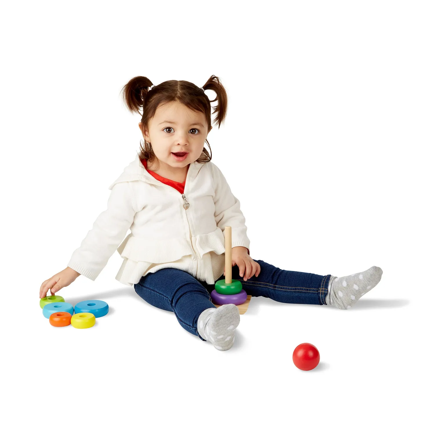 Melissa & Doug Rainbow Stacker Stapelturm Holz 8-tlg ab 1 Jahr