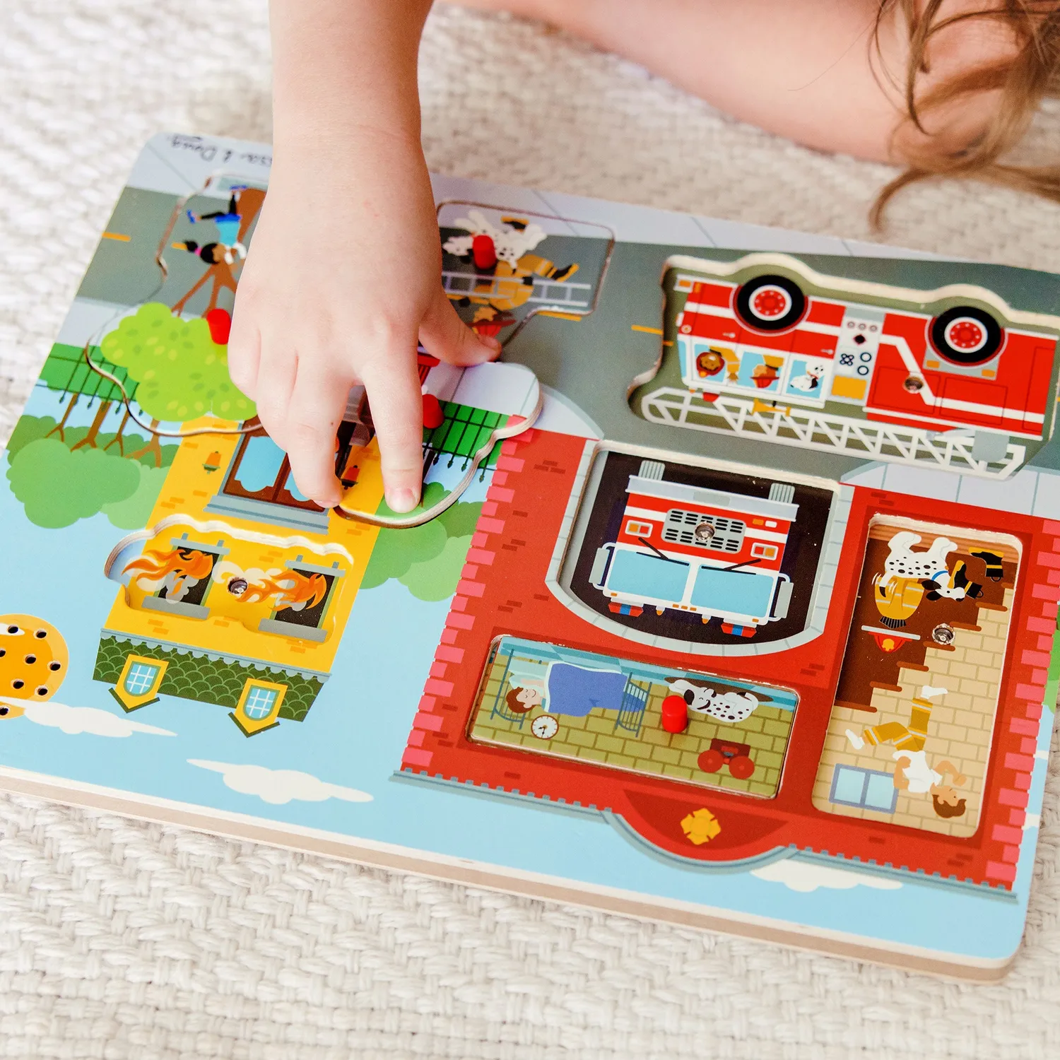 Melissa & Doug Feuerwehr Soundpuzzle Holz 8 Teile Geräusche