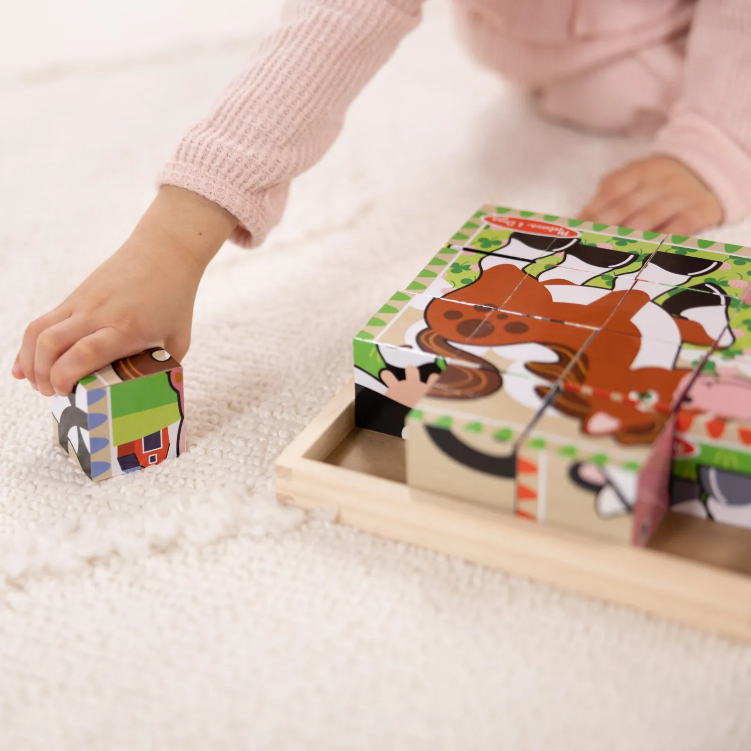 Melissa & Doug Farm Würfelpuzzle 16 Teile Holz