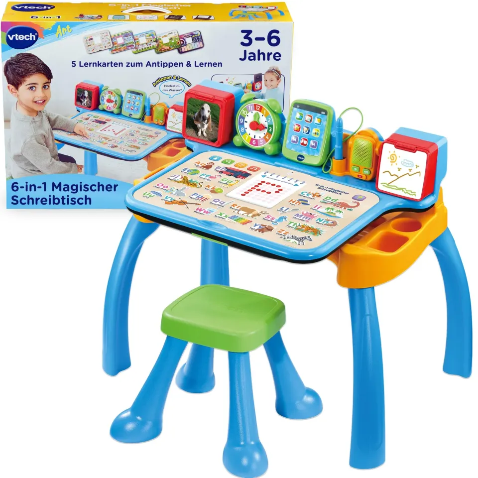 VTech 6-in-1 Magischer Schreibtisch Lernstation Stuhl Blau