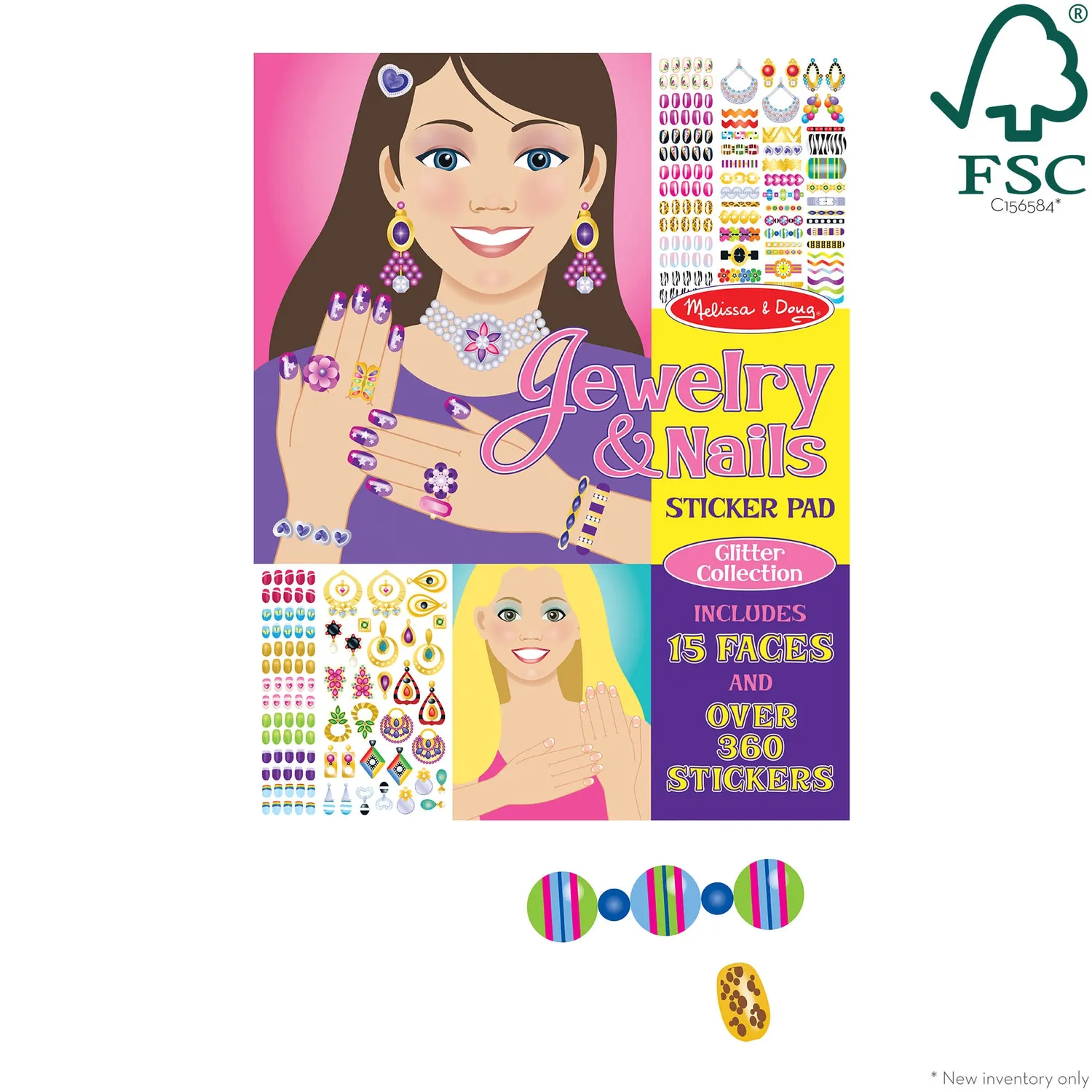 Melissa & Doug Jewelry Nails Stickerbuch Glitzer 360 Stück