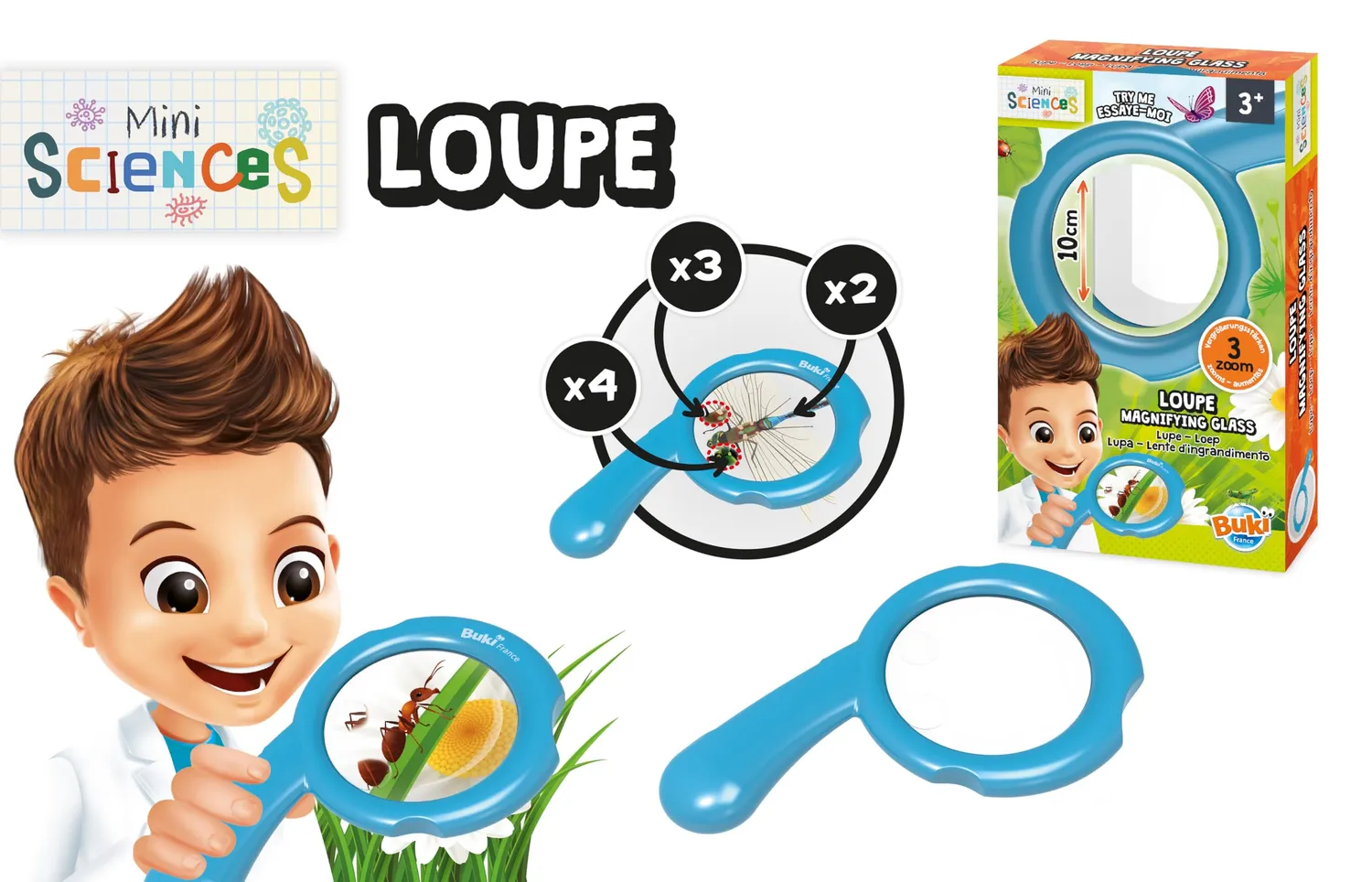 Buki Mini Sciences 9007 Lupe 10 cm 4-fach für Kinder