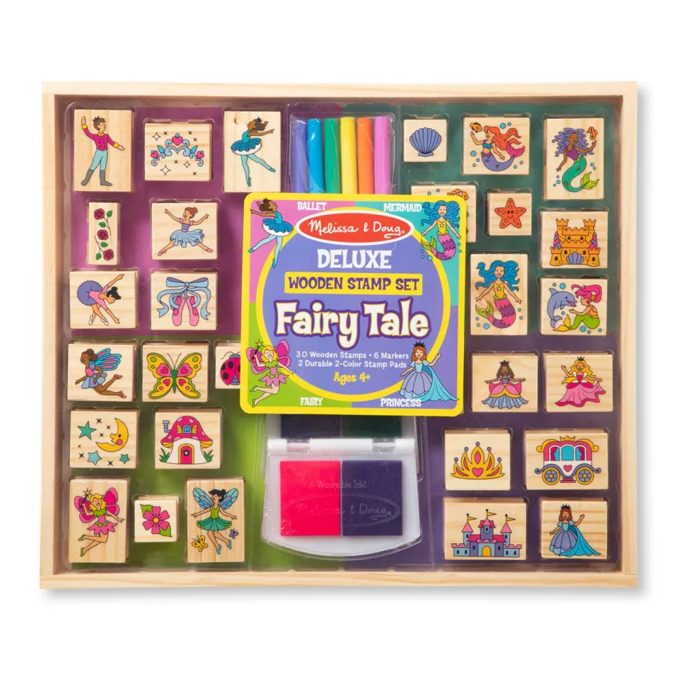 Melissa & Doug Deluxe Fairy Tale Holzstempel Set 38-teilig Märchen
