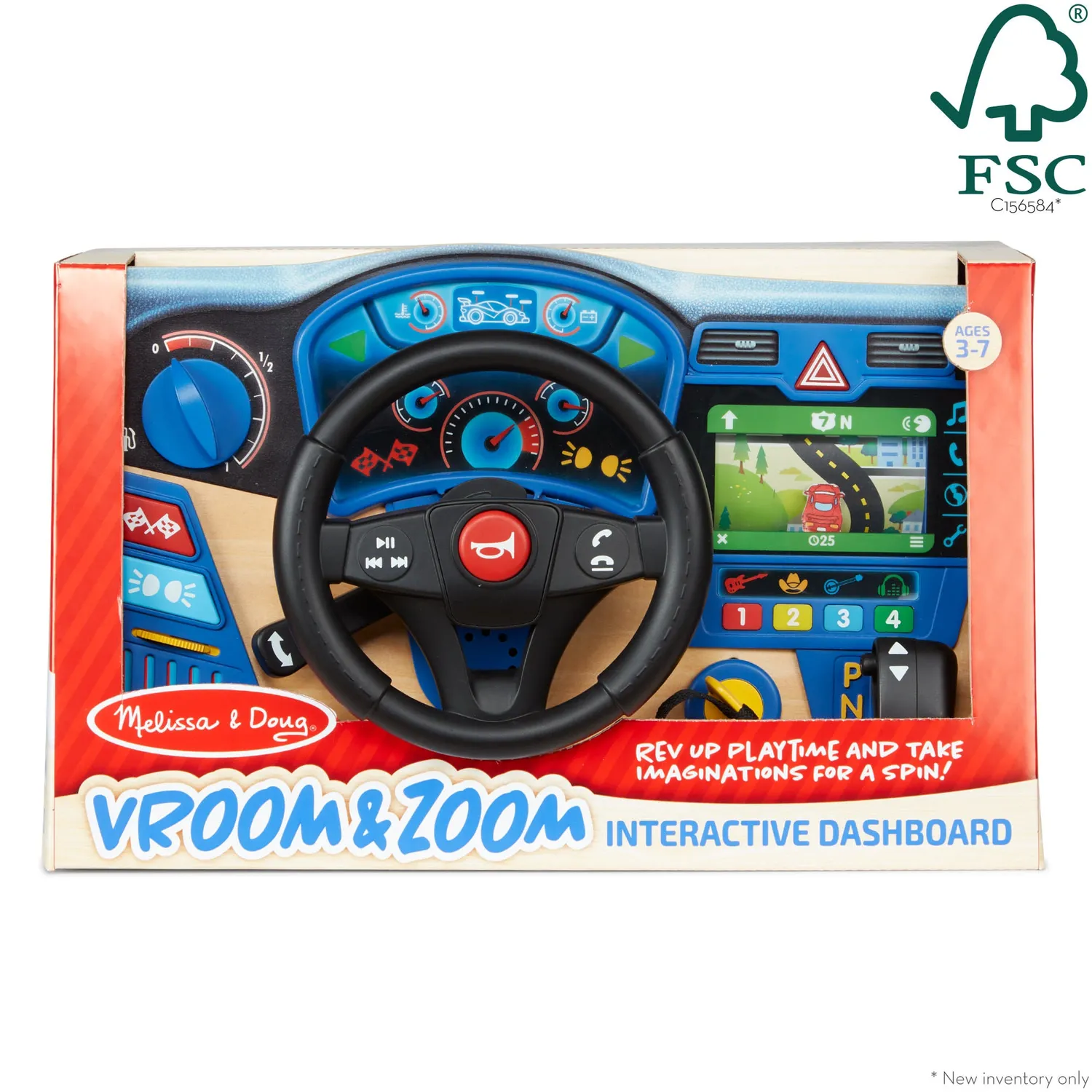 Melissa & Doug Vroom & Zoom Dashboard Lenkrad Holz