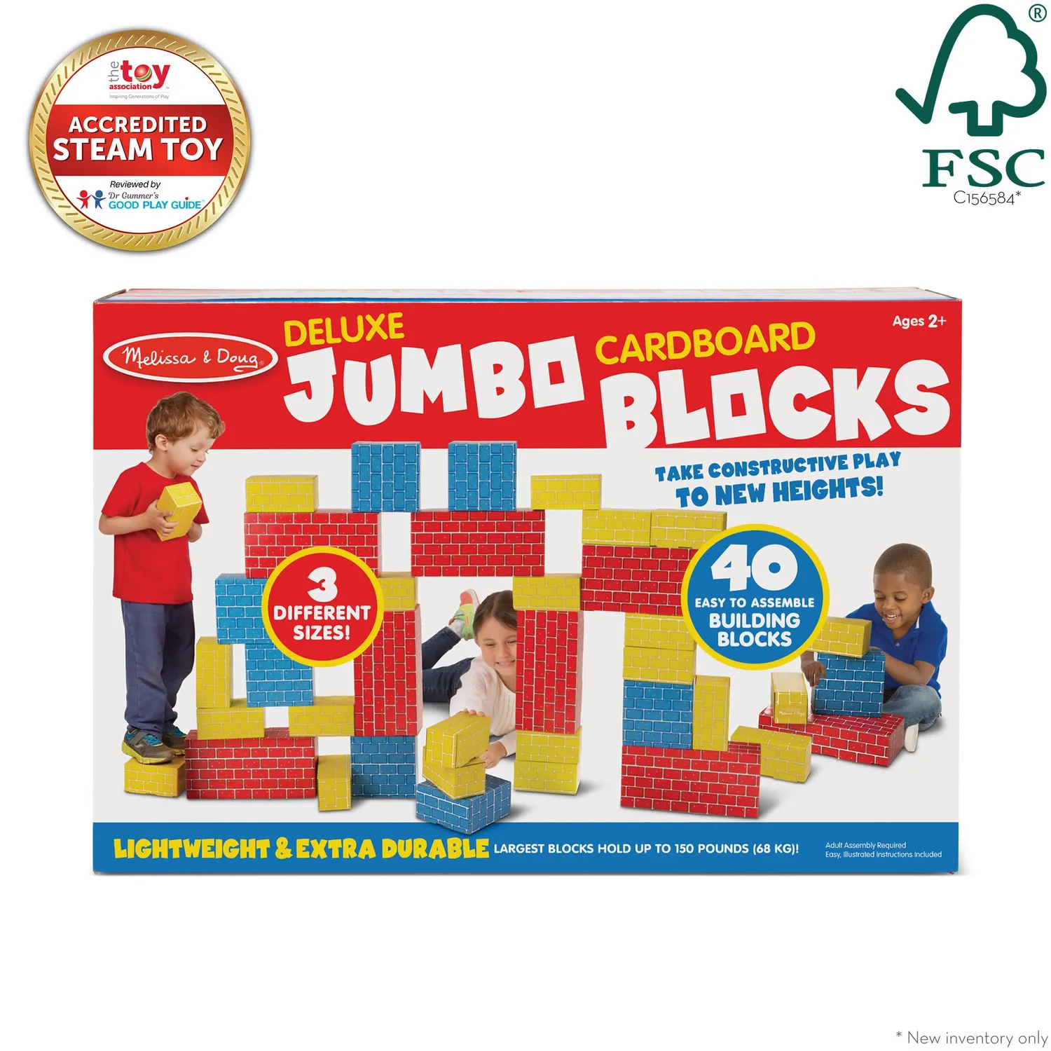 Melissa & Doug Deluxe Jumbo Cardboard Blocks Bauklötze 40-tlg