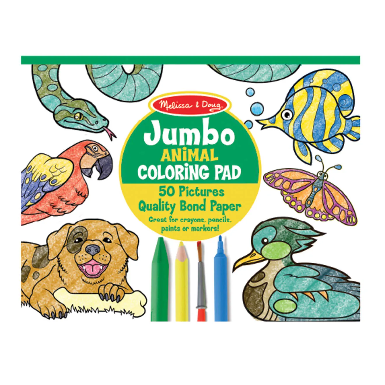 Melissa & Doug Jumbo Malblock Tiere 50 Seiten XXL zum Ausmalen