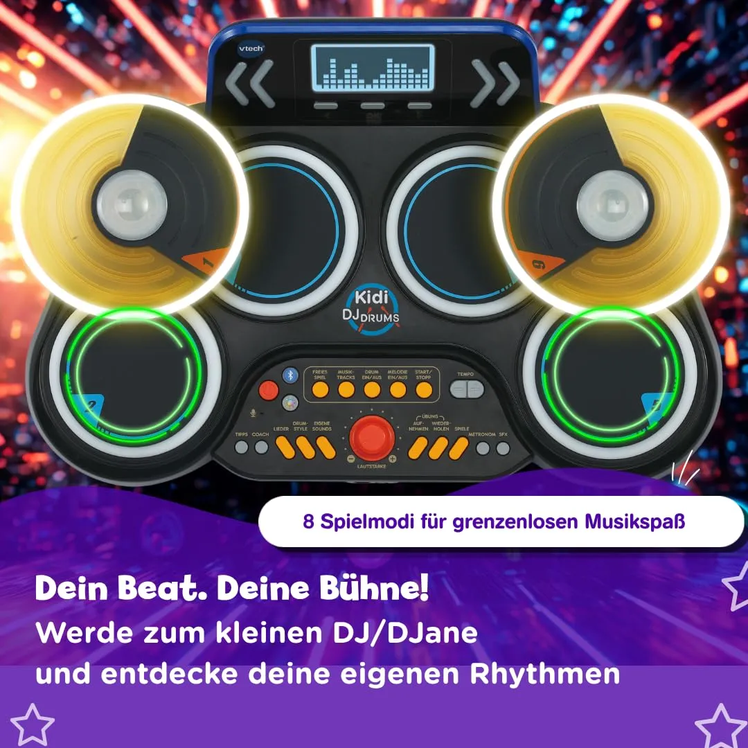 Vtech Kidi DJ Drums Schlagzeug elektronisch mit Bluetooth 6-12 J.