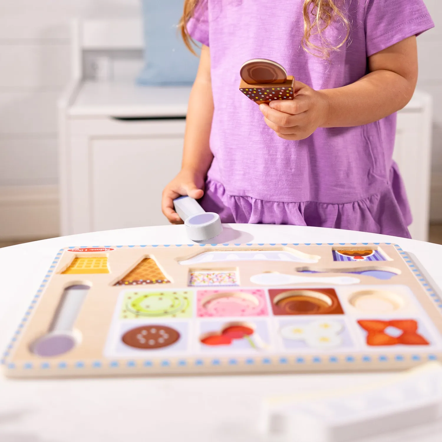 Melissa & Doug Ice Cream Magnetpuzzle Holz Eis 16-teilig