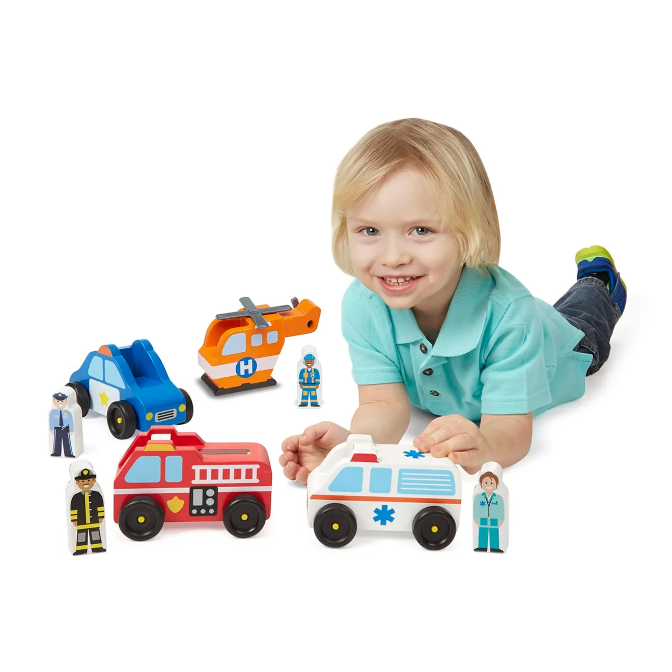 Melissa & Doug Emergency Vehicle Set Holzautos 4er Set Holz
