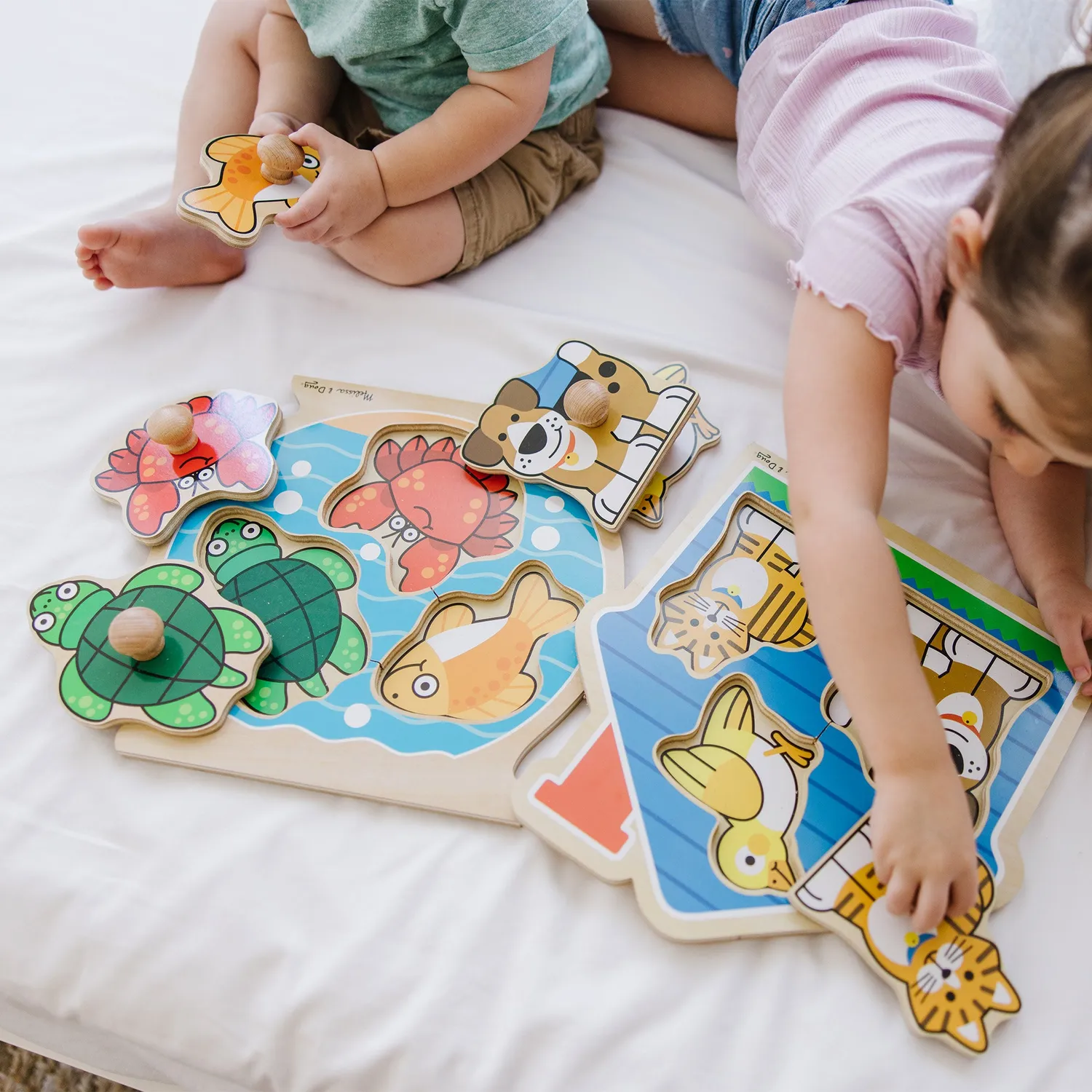 Melissa & Doug Jumbo Steckpuzzle Holz 2er-Pack Fische