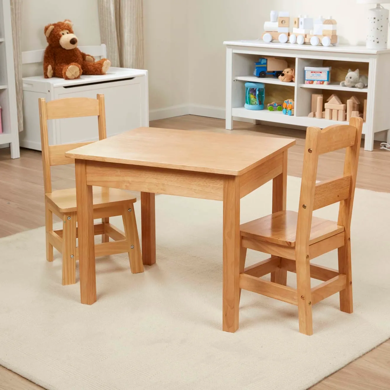 Melissa & Doug Kindertisch mit Stühlen Holz Natur 3tlg