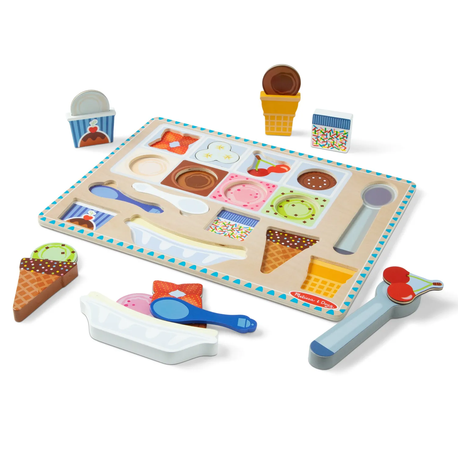 Melissa & Doug Ice Cream Magnetpuzzle Holz Eis 16-teilig