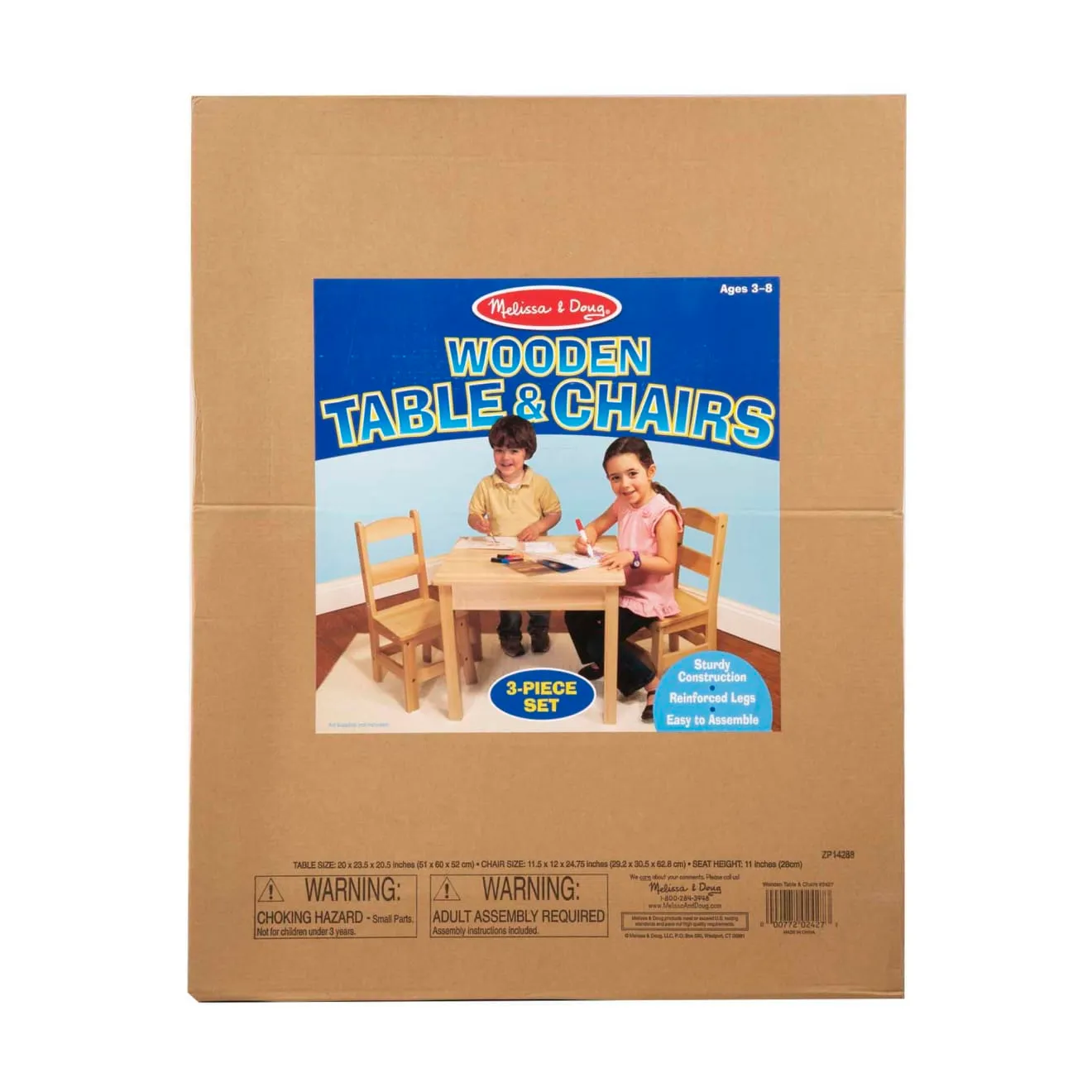 Melissa & Doug Kindertisch mit Stühlen Holz Natur 3tlg